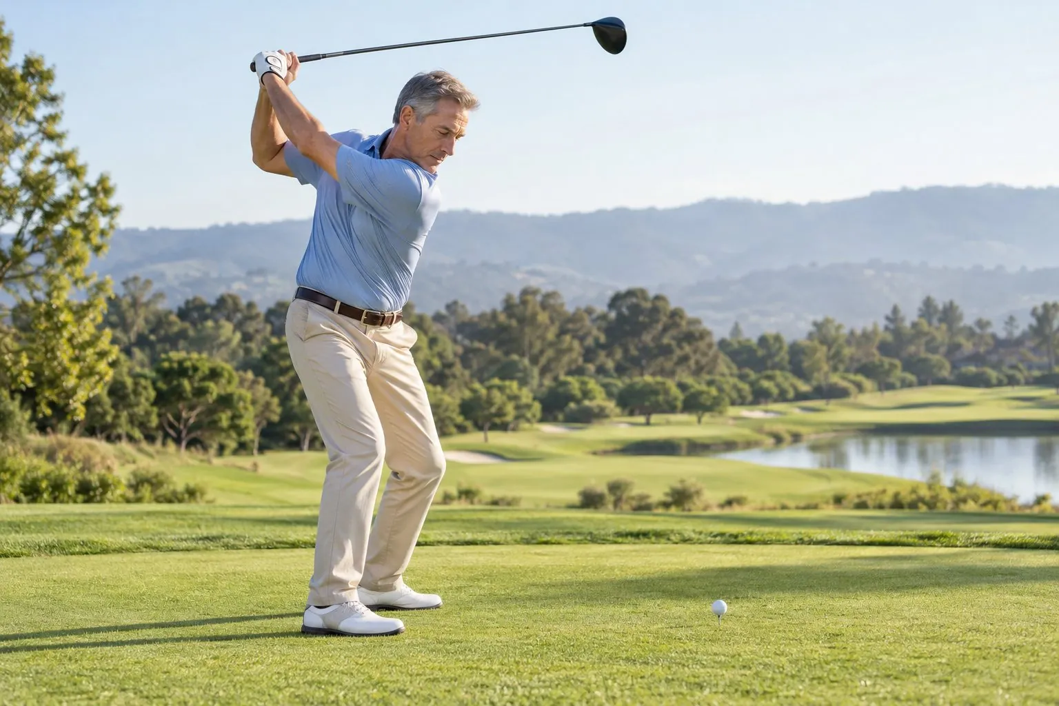Golfer at the top of the swing