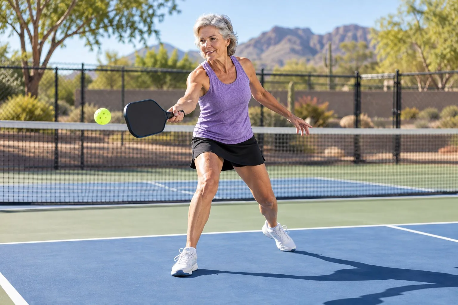 Active older adult playing pickleball